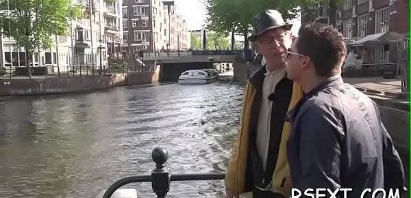  Lewd old stud takes a tour in amsterdam&039;s redlight district